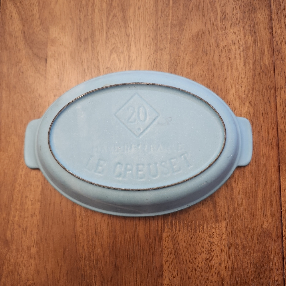 Vintage Turquoise Oval Au Gratin Cast Iron Enamel #20 Le Creuset